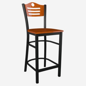 Interchangeable Back Metal Bar Stool with Slats & Circle
