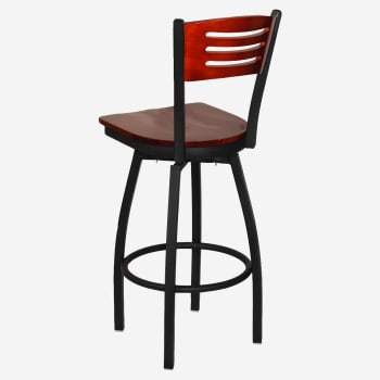 Swivel Bar Stool with a Wood Back - 3 Slats