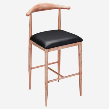 Nara Wood Grain Bar Stool in Natural Finish with Black Vinyl Seat