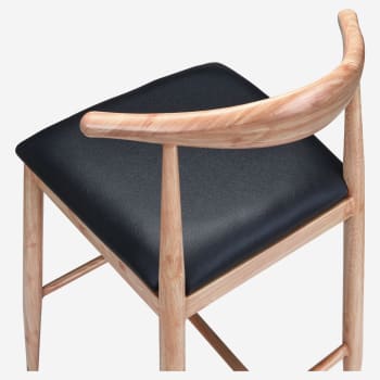 Nara Wood Grain Bar Stool in Natural Finish with Black Vinyl Seat