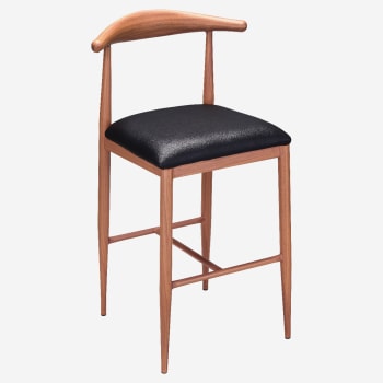 Nara Wood Grain Bar Stool in Walnut Finish with Black Vinyl Seat