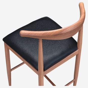 Nara Wood Grain Bar Stool in Walnut Finish with Black Vinyl Seat