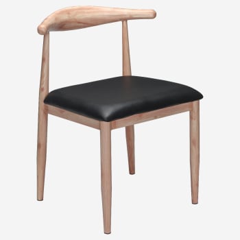 Nara Wood Grain Chair in Natural Finish with Black Vinyl Seat