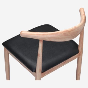 Nara Wood Grain Chair in Natural Finish with Black Vinyl Seat