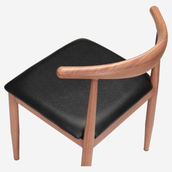 Nara Wood Grain Chair in Walnut Finish with Black Vinyl Seat
