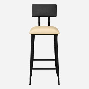 Massello Industrial Series Black Metal Bar Stool with Padded Back