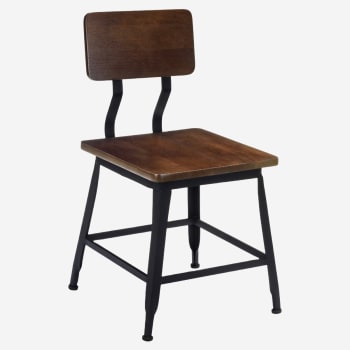 Massello Industrial Series Black Metal Chair with Wood Back