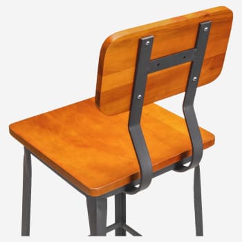 Massello Industrial Series Black Metal Bar Stool with Wood Back
