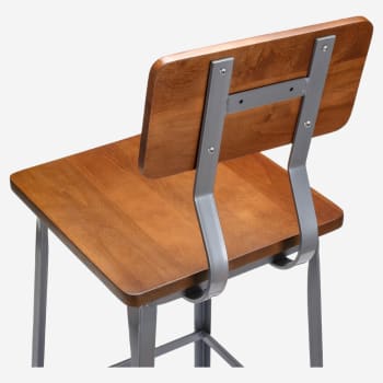 Massello Dark Grey Industrial Style Metal Bar Stool with Wood Back