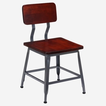 Massello Dark Grey Industrial Style Metal Chair with Wood Back