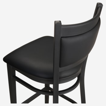 Black Vinyl Padded Back Metal Bar Stool