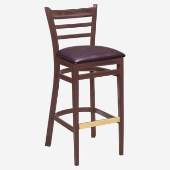 Wood Grain Ladder Back Metal Bar Stool