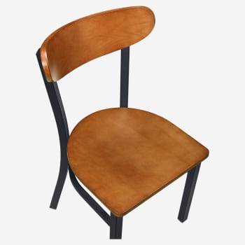 Curvy Metal Chair with Wood Back