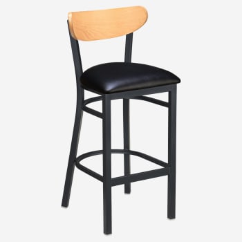 Curvy Metal Bar Stool with Wood Back