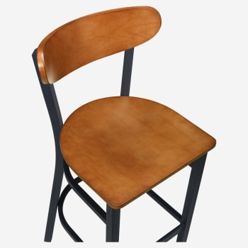 Curvy Metal Bar Stool with Wood Back