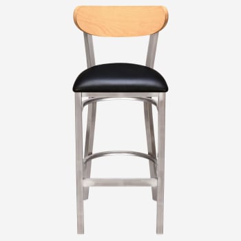 Curvy Bar Stool in Clear Coat with Wood Back