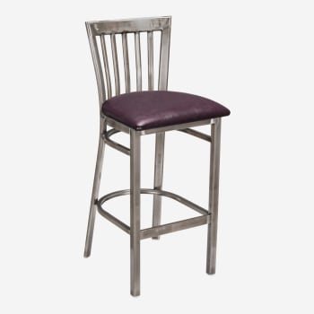 Clear Coat Elongated Back Metal Bar Stool
