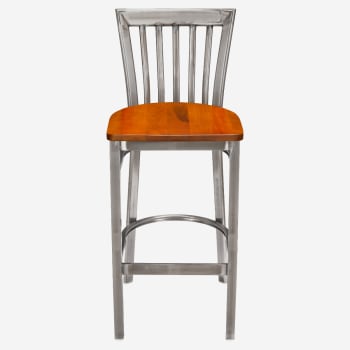 Clear Coat Elongated Back Metal Bar Stool