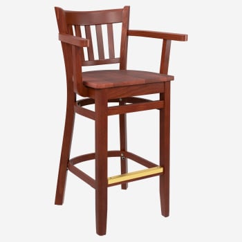 Premium US Made Vertical Slat Wood Bar Stool With Arms