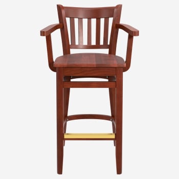 Premium US Made Vertical Slat Wood Bar Stool With Arms