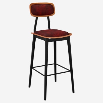 Basel Metal Bar Stool with Padded Back