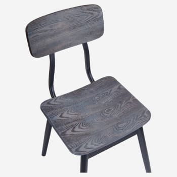 Basel Metal Chair with Veneer Wood Back and Seat