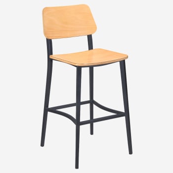 Luca Metal Bar Stool with Wood Back