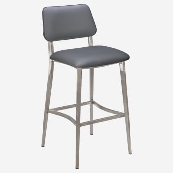 Luca Metal Bar Stool in Clear Coat with Padded Back