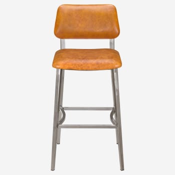 Luca Metal Bar Stool in Clear Coat with Padded Back