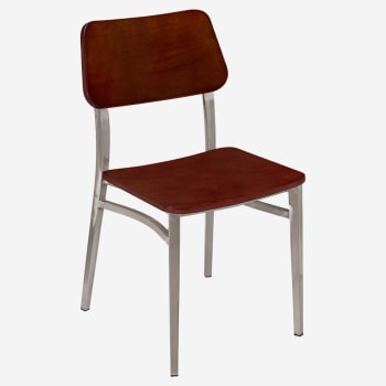 Luca Metal Chair in Clear Coat with Wood Back