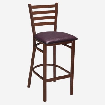 Ladder Back Metal Bar Stool With Brown Finish