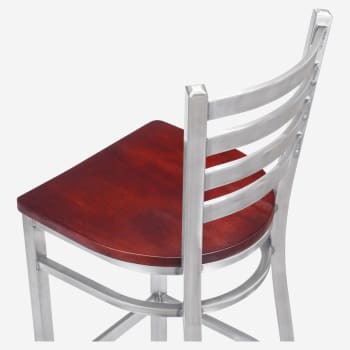 Clear Coat Ladder Back Metal Bar Stool