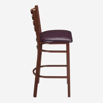 Ladder Back Metal Bar Stool With Brown Finish