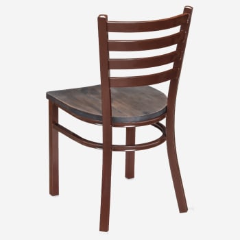Ladder Back Metal Chair With Brown Finish