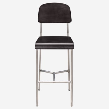 Nico Bar Stool with Wood Back in Clear Coat Finish