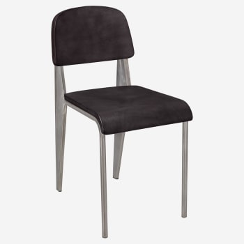 Nico Metal Chair with Wood Back in Clear Coat Finish