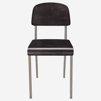 Nico Metal Chair with Wood Back in Clear Coat Finish