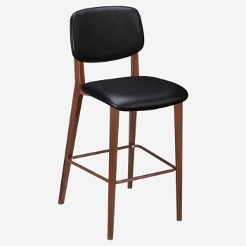 Enzo Wood Grain Metal Bar Stool with Padded Back
