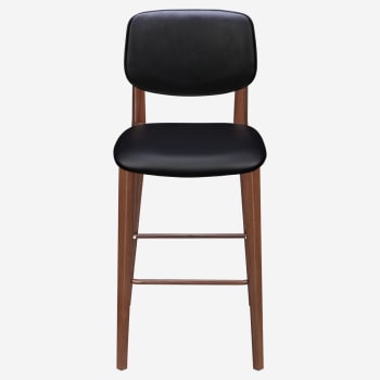 Enzo Wood Grain Metal Bar Stool with Padded Back