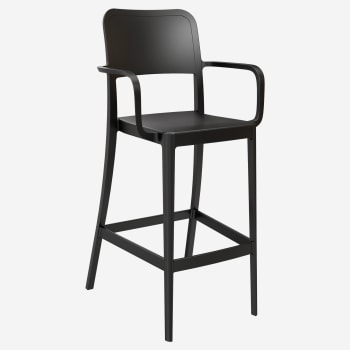 Parker Solid Back Outdoor Resin Bar Stool with Arms