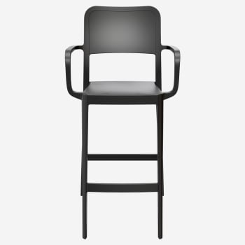 Parker Solid Back Outdoor Resin Bar Stool with Arms