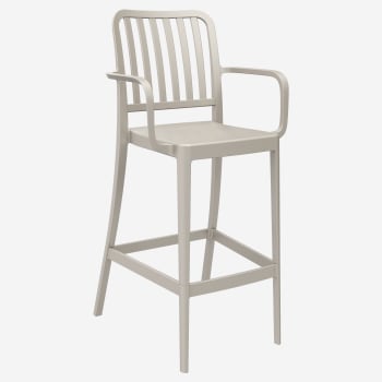 Miles Slat Back Outdoor Resin Bar Stool with Arms