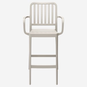 Miles Slat Back Outdoor Resin Bar Stool with Arms