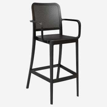 Rowan Perforated Outdoor Resin Bar Stool with Arms