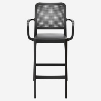 Rowan Perforated Outdoor Resin Bar Stool with Arms