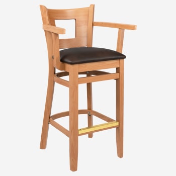 Premium US Made Duna Wood Bar Stool With Arms