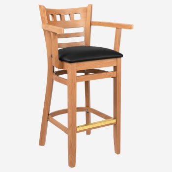 Premium US Made American Back Wood Bar Stool with Arms