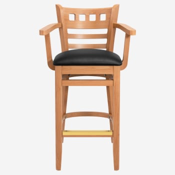 Premium US Made American Back Wood Bar Stool with Arms