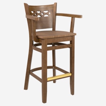 Premium US Made Leonardo Wood Bar Stool With Arms