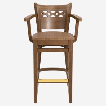Premium US Made Leonardo Wood Bar Stool With Arms
